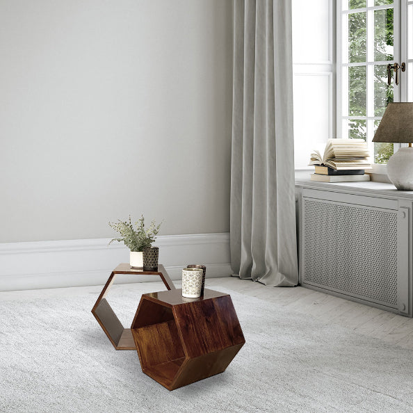 Geo Mango Hexagon Nest of Tables -  In Stock
