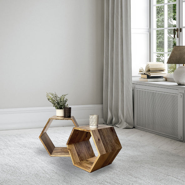 Geo Light Mango Hexagon Nest of Tables -  In Stock
