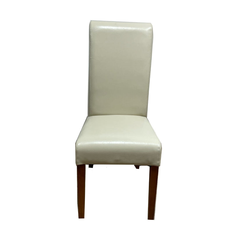 Cream Leather Rollback Dining Chair