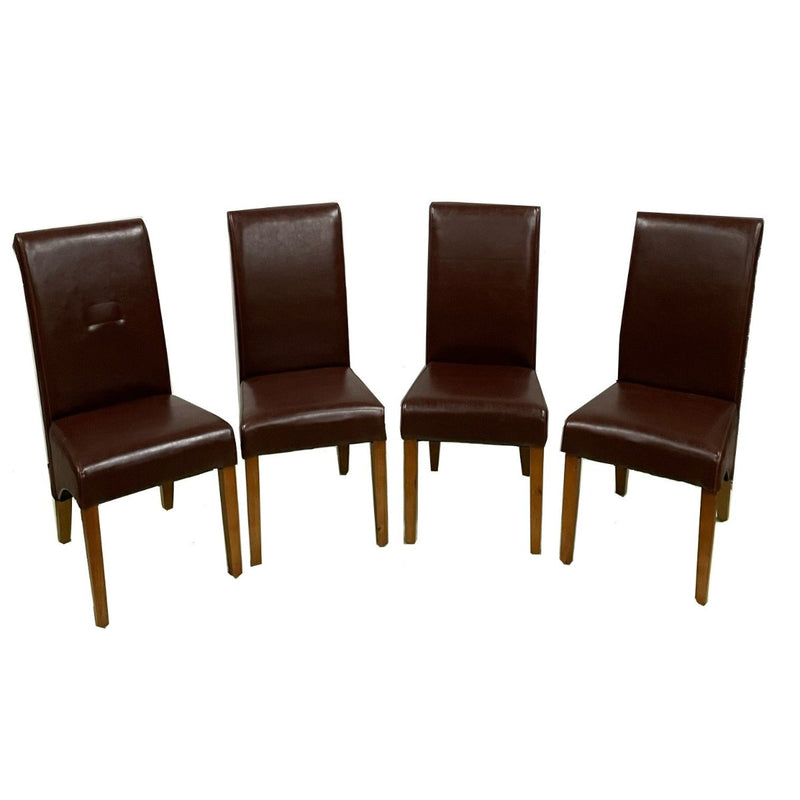 Set of 4 Antique Brown Rollback Chairs (T72)
