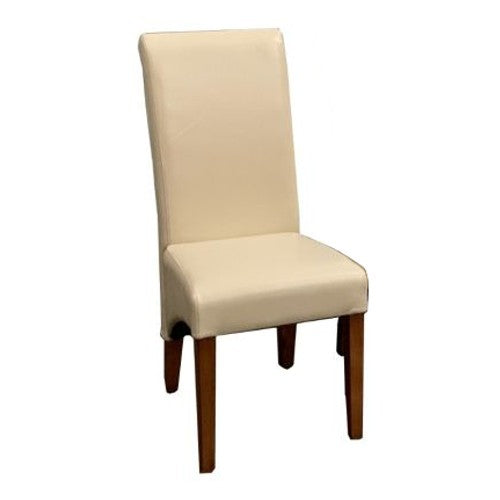 Ex Display Cream Leather Rollback Dining Chair