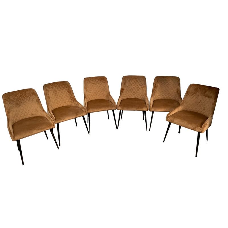 Set of 6 Ochre Henley Velvet Chairs