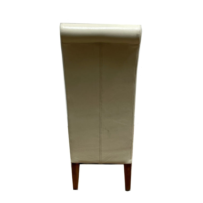 Cream Leather Rollback Dining Chair