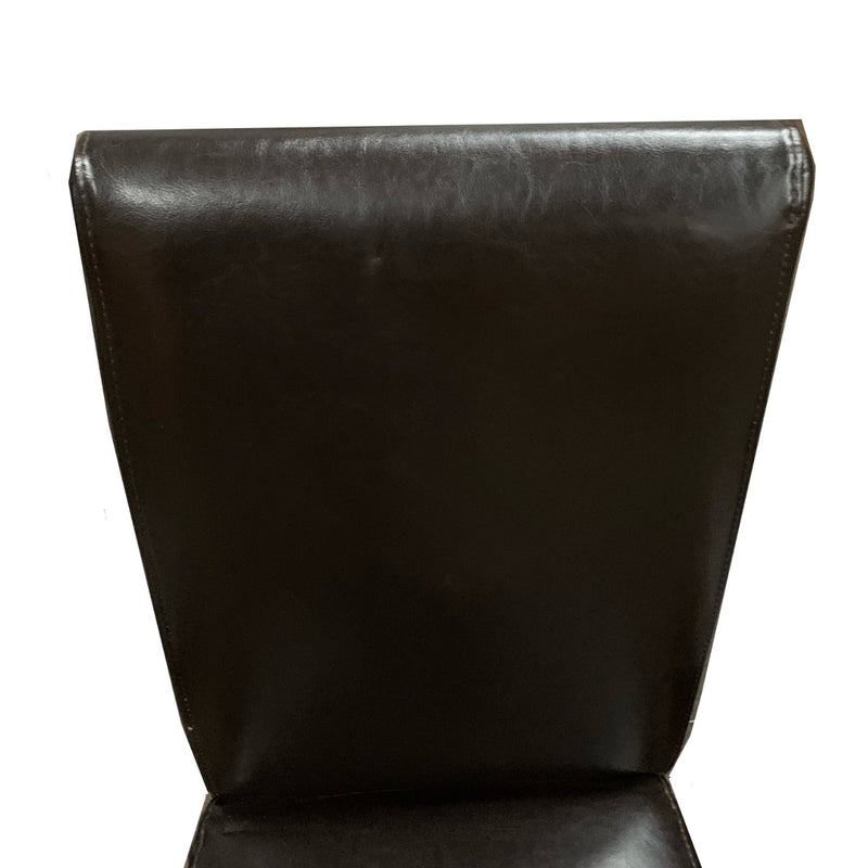 Set of 4 Brown Leather Dining Chairs