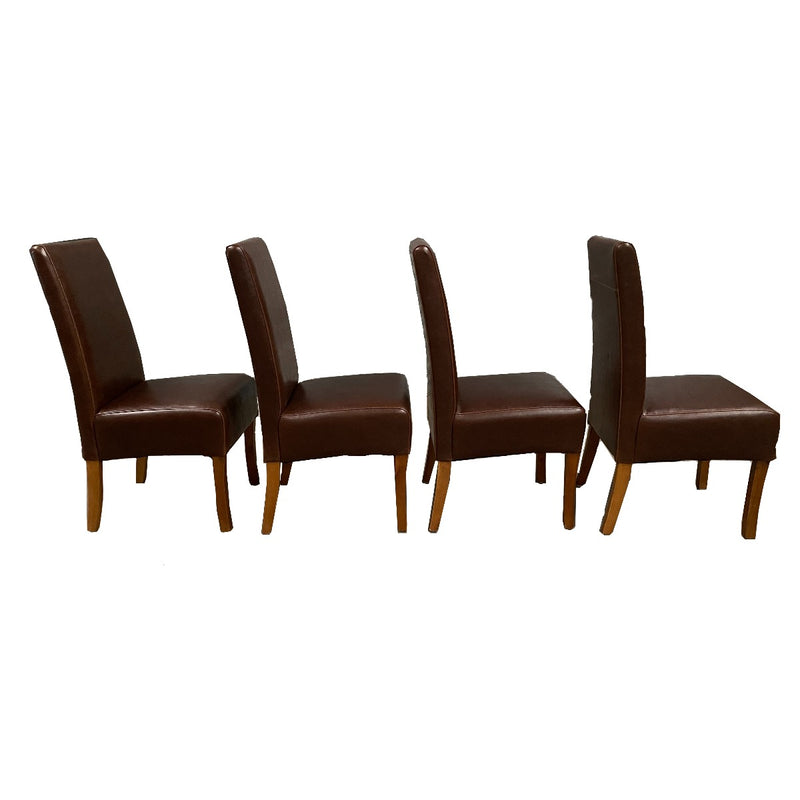 Set of 4 Antique Brown Leather Madrid Dining Chair (T45)