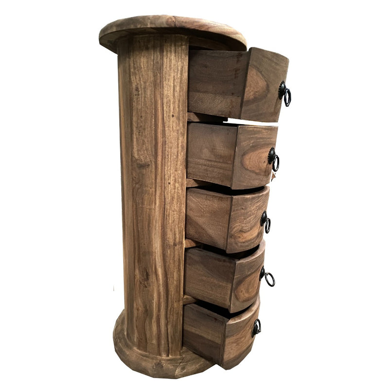 Jali Natural 5 Drawer Slim Drum