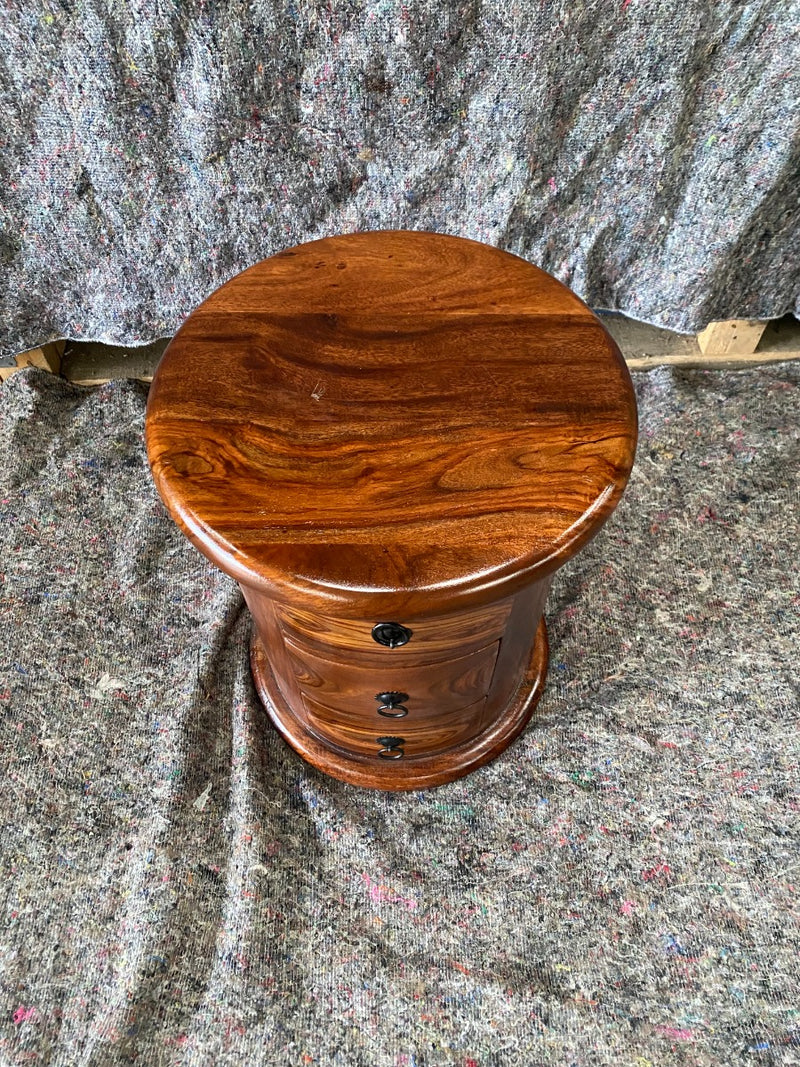 Jali Sheesham 42cm 3 Drawer Drum