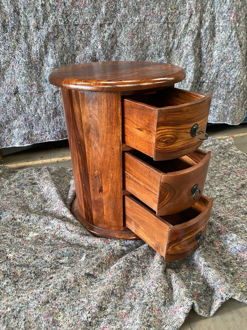Jali Sheesham 42cm 3 Drawer Drum