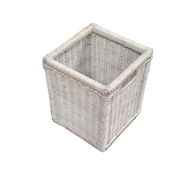 Ex Display White Rattan Basket (T8)