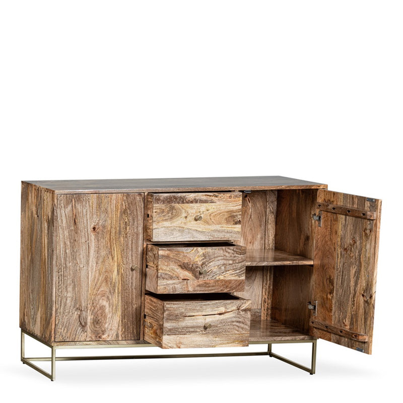 INDG6 - Industrial Gold 135CM Sideboard - Open