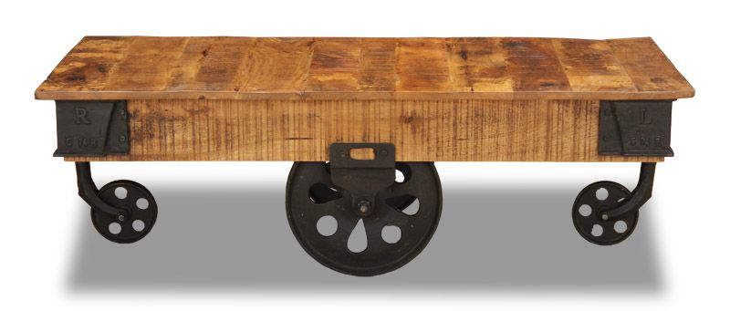 Industrial Iron Wheel Coffee Table