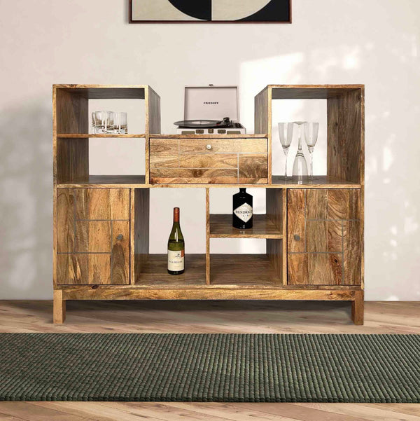 Inset Light Mango 130cm LP Turntable/Drinks Cabinet - In Stock