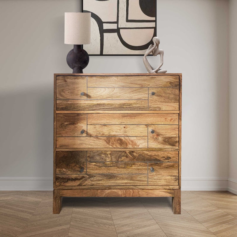 Ex Display Inset Light Mango 74cm Chest of Drawers - One Available