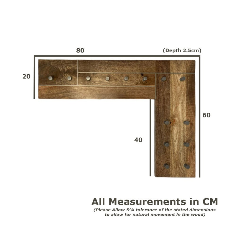 Inset Light Mango 80cm Coat and Key Hooks - In Stock