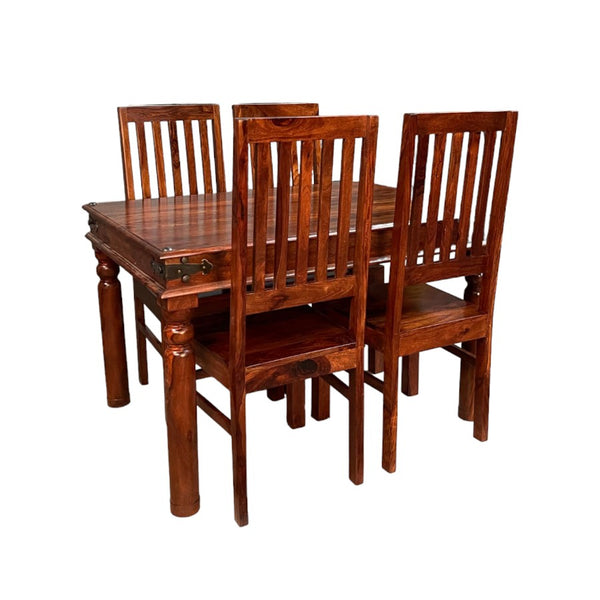 Jali 120cm Dining Table & 4 Jali Dining Chairs