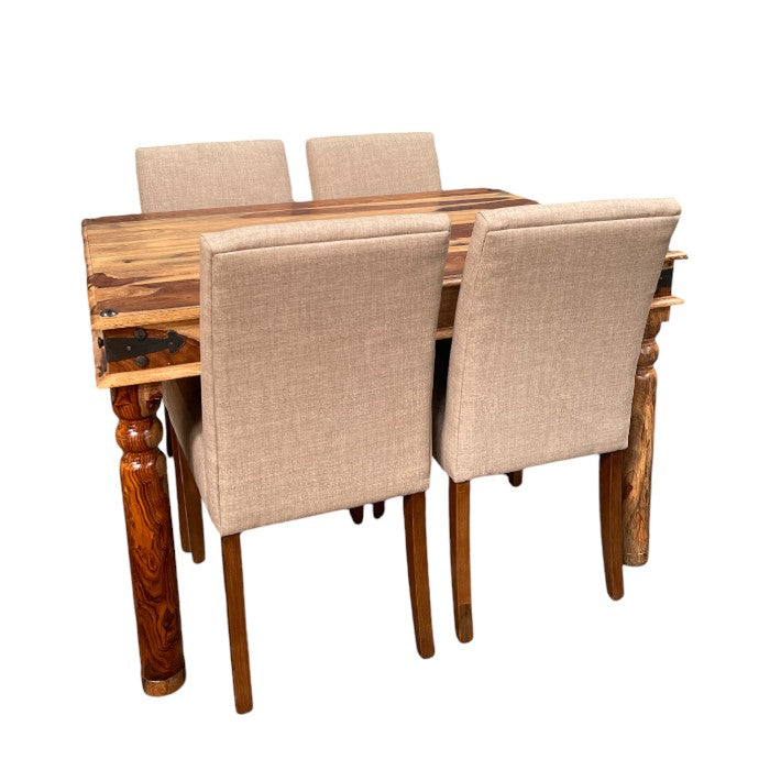 Jali Light 120cm Dining Table & 4 Milan Dining Chair