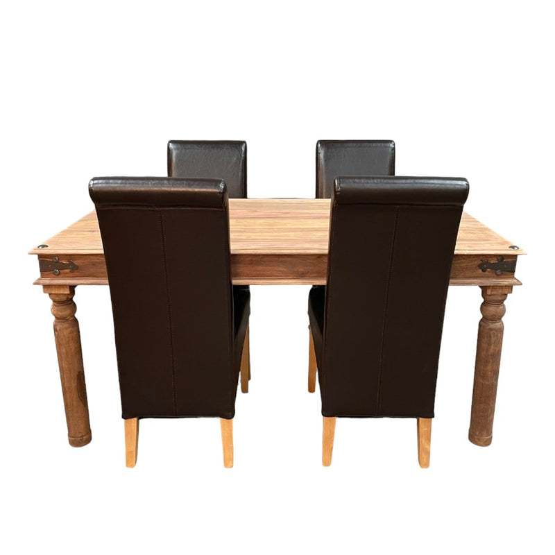 Jali Natural 160cm DIning Table & 4 Rollback DIning Chairs