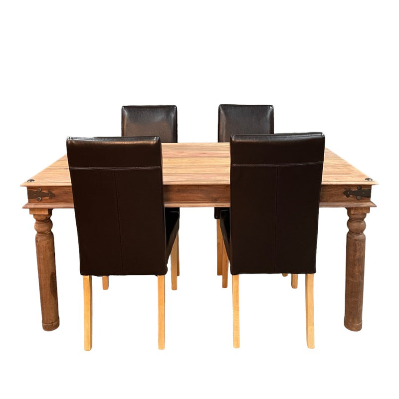 Jali Natural 160cm Dining Table & 4 Barcelona Dining Chairs