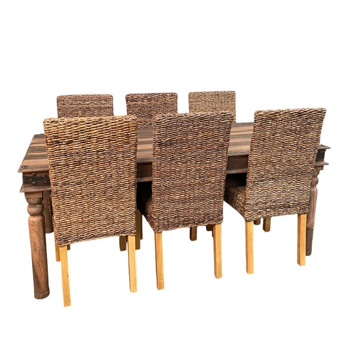 Jali Natural 180cm Dining Table & 6 Rattan Dining Chairs