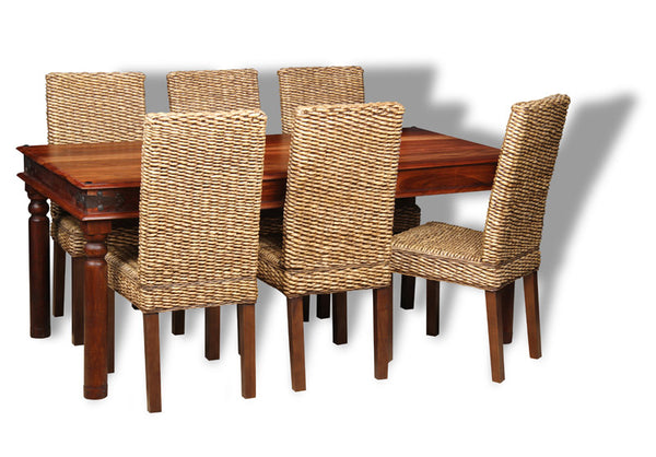 Large Jali Dining Table & 6 Rattan Dining Chairs
