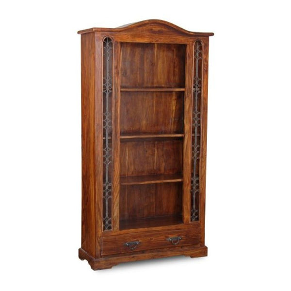 Jali Sheesham - Side 1 Drawer 90cm Bookcase - Honey