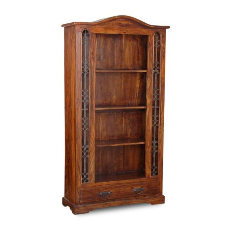 Jali Sheesham - Side 1 Drawer 90cm Bookcase - Honey