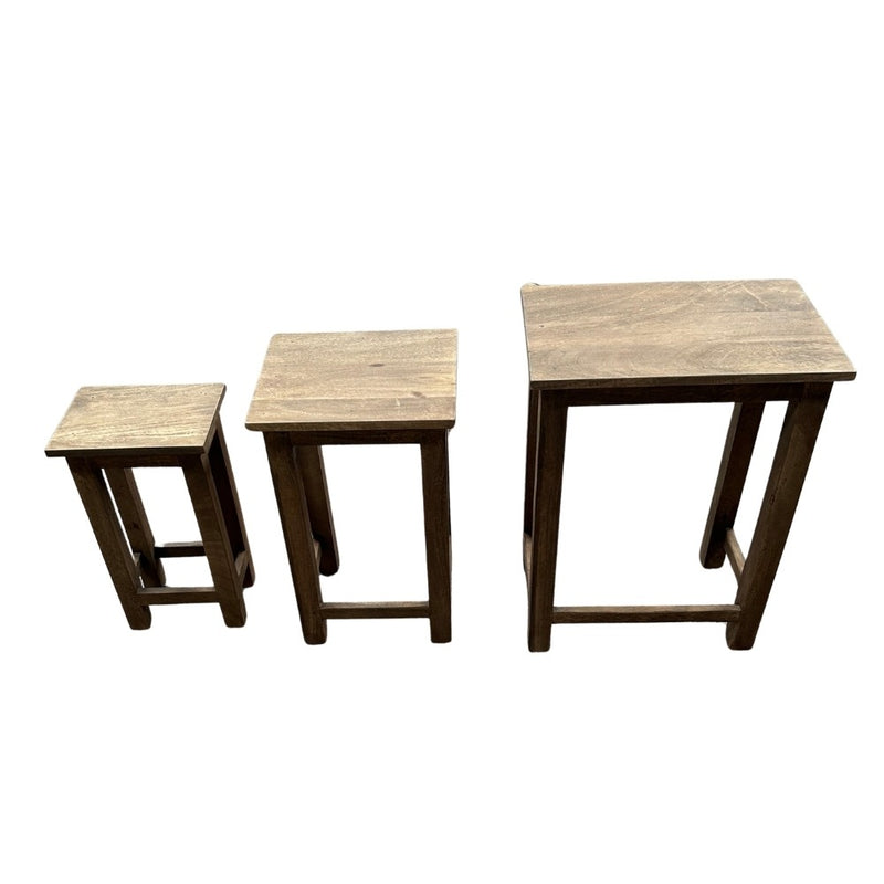Ex Display Jali Mango Natural Tall Nest of Tables - One Set Available