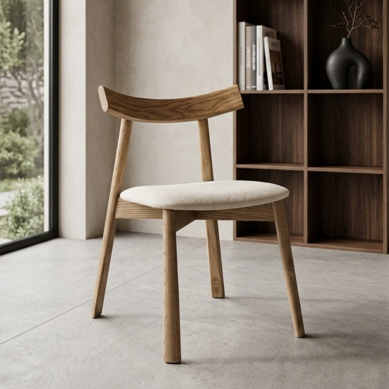 Japandi Cream Boucle Oak Dining Chair