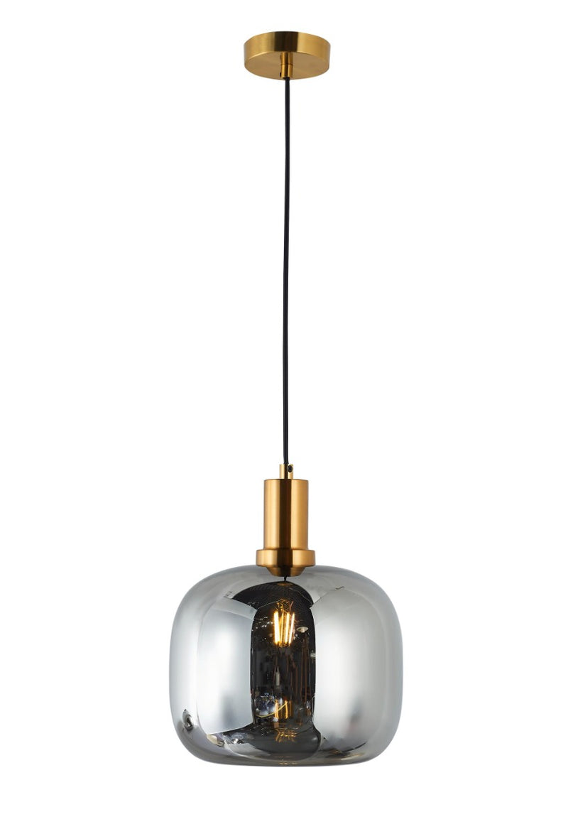 Curved Smoke Glass Single Ceiling Pendant