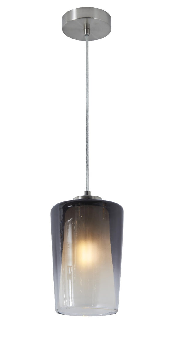 Smoke Frosted Glass and Nickel Floor Lamp