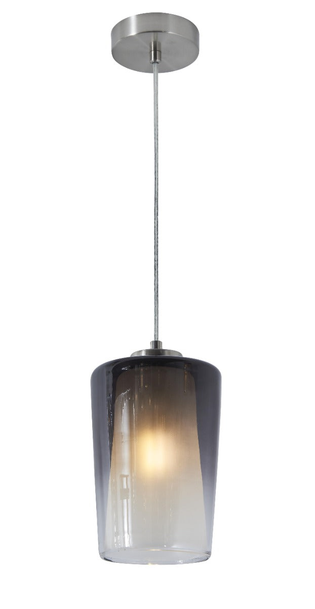 Smoke Frosted Glass and Nickel Floor Lamp