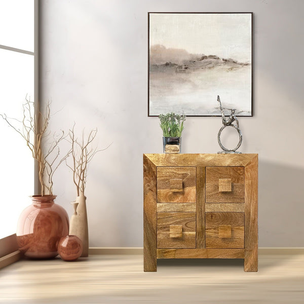 26L - Light Dakota Mango Wood 52CM 4 Drawer Chest