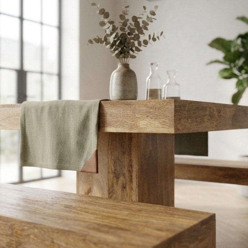 Light Dakota 90cm Cube Dining Table & 2 90cm Benches - In Stock