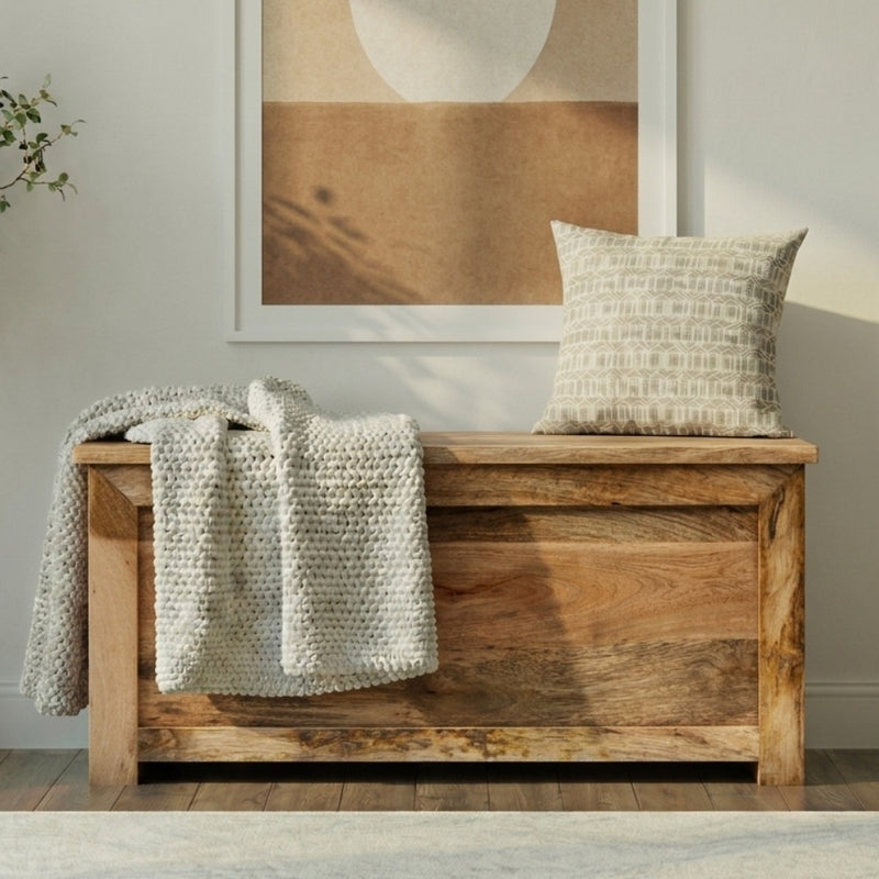 Light Dakota Mango Wood 92cm Blanket Box