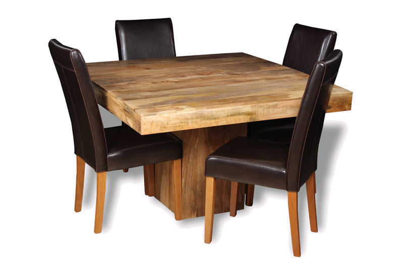 Mango 120cm Cube Dining Table & 4 Barcelona Chairs