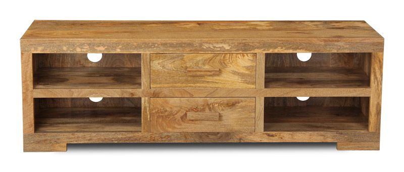 Light Mango Wood 2 Drawer Media Unit
