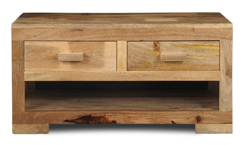Light Mango Wood 2 Drawer Coffee Table