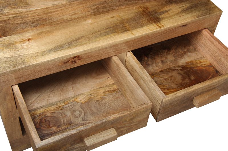Light Mango Wood 2 Drawer Coffee Table