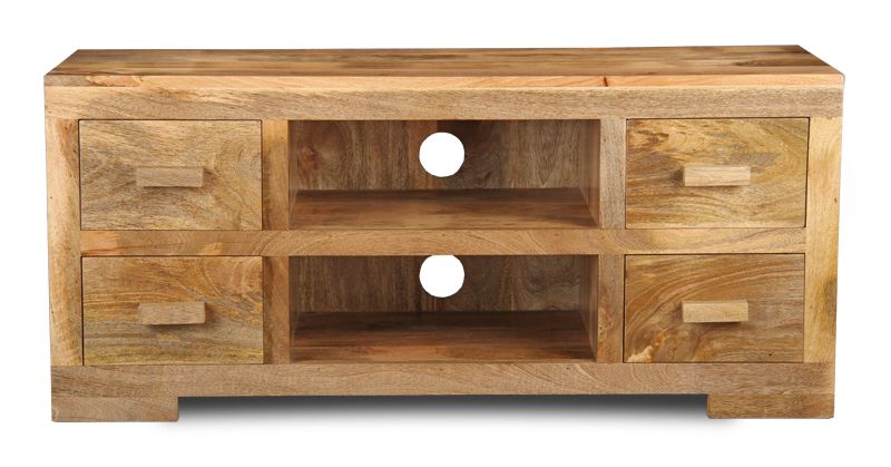 Light Mango Wood Media Unit