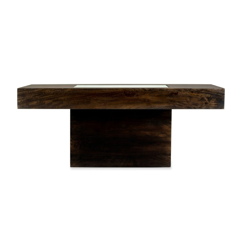 Mango Wood Walnut 115cm Glass Topped Coffee Table