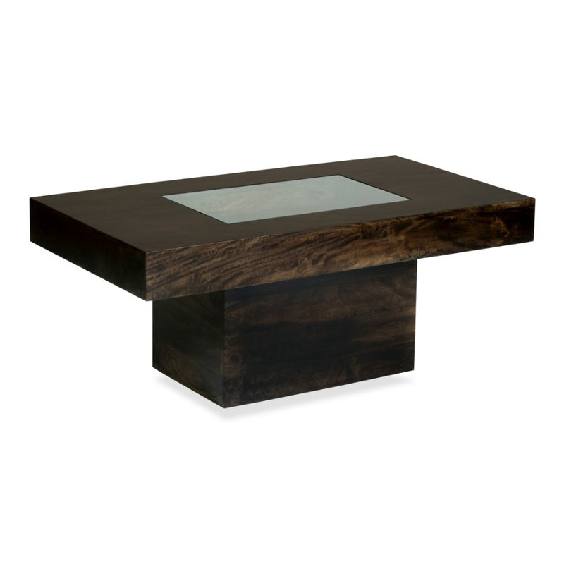 Mango Wood Walnut 115cm Glass Topped Coffee Table