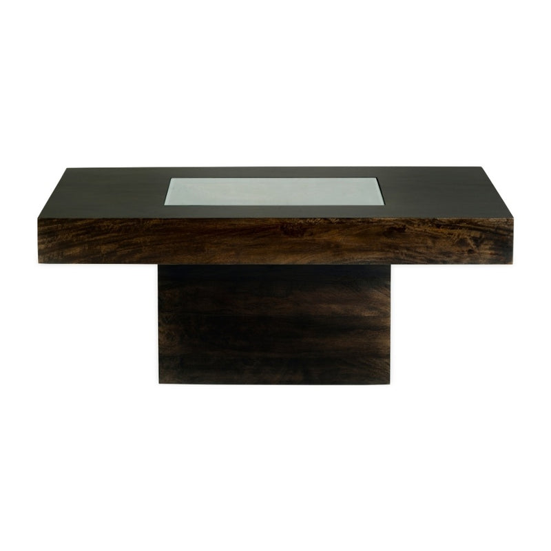 Mango Wood Walnut 115cm Glass Topped Coffee Table