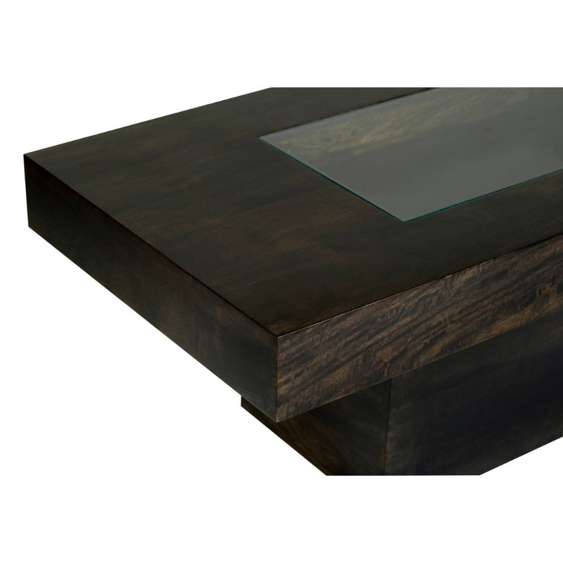 Mango Wood Walnut 115cm Glass Topped Coffee Table