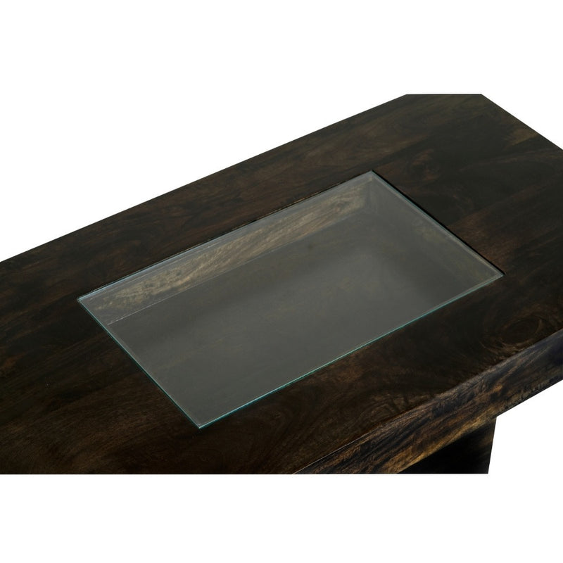 Mango Wood Walnut 115cm Glass Topped Coffee Table