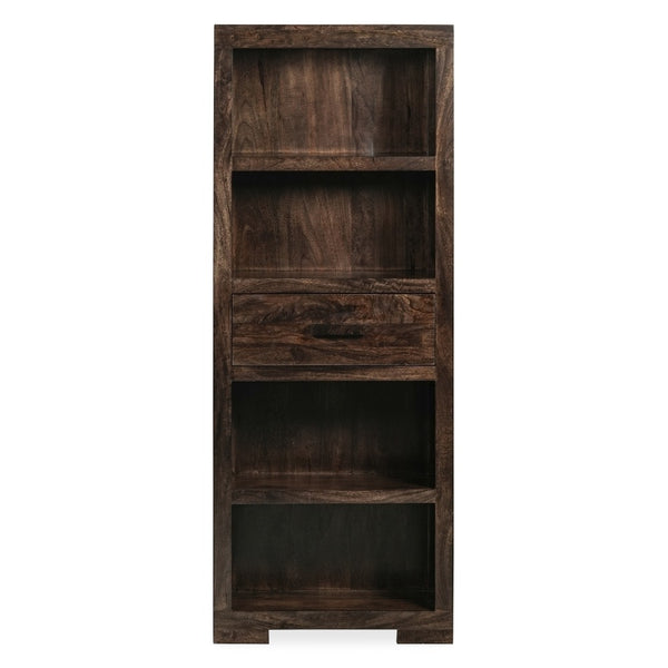 Mango Wood Walnut 65cm 1 Drawer Bookcase
