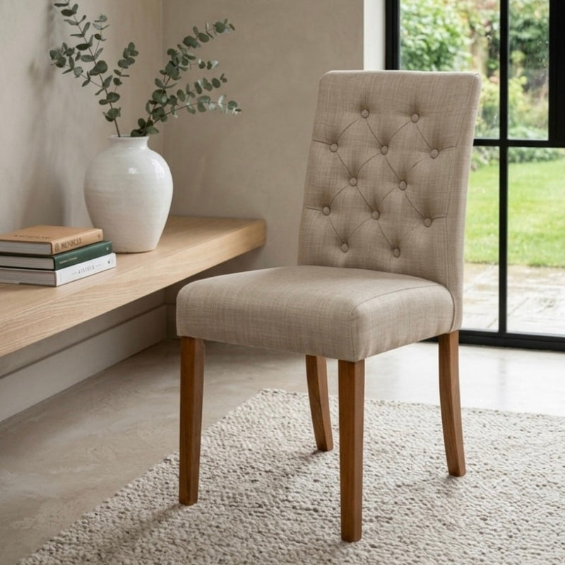 Milan Button Fabric Dining Chair