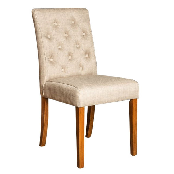 Natural Milan Button Fabric Dining Chair
