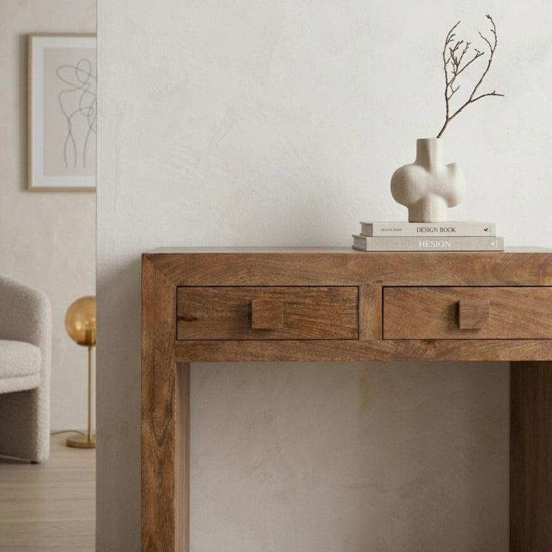 Oak Stain Dakota Mango Wood 80cm Console Table