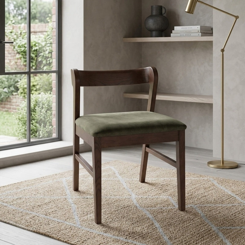 Oslo Green Velvet Oak Dining Chair
