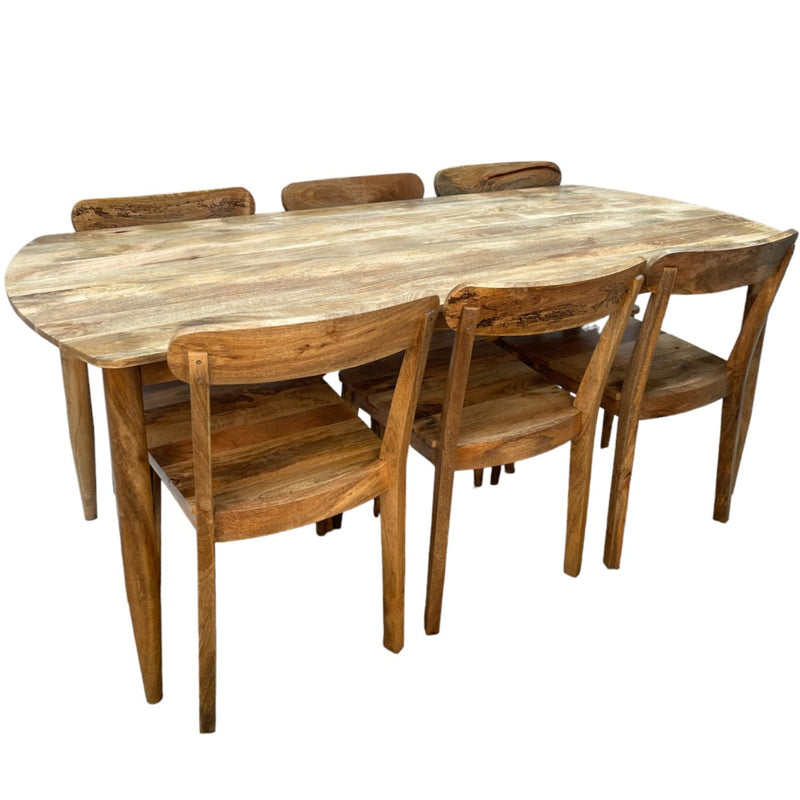 Scandi Mango 190cm Dining Table and 6 Scandi Mango Chairs